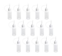 HOMSFOU Set 15 Flaconi Dosatori Punta ad Ago 10 Ml, Applicatori Trasparenti Riutilizzabili per Colla, Tappi a Tenuta Stagna per Lavori di Quilling e Artigianato di Precisione