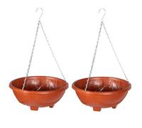 HOMSFOU Set 2 Fioriere Sospese in Plastica 34 Cm Catena e Gancio Rosso per Interni ed Esterni, Vasi da Balcone per Piante Pensili e Decorazione Giardino