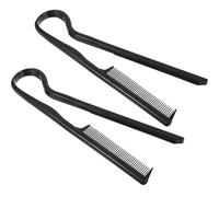 HOMSFOU Set 2 Pettini a V per Chioma Neri, Modellatore Lisciante per Parrucchieri, Strumento per Styling Chioma Piastra, Controllo Antiscottatura per Uso Professionale e Domestico