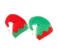 HOMSFOU Set 2 Pezzi Cappelli da Elfo Fascia e Campanelli per Celebrazioni Natalizie, Copricapi Fatti a Mano Rossi e Verdi