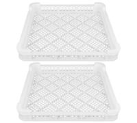 HOMSFOU Set 2 Pezzi Vaschette Bianche in Plastica per Congelatore Struttura Impilabile, Soluzione Robusta e Versatile per Conservazione Carne e Frutti di Mare