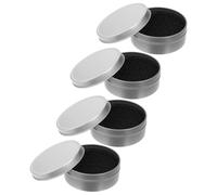 HOMSFOU Set 4 Pezzi Porta Spugnette Pulizia Viso in Latta Argento Spugna a Carbone Attivo Leggero e Compatto per Pulizia Rapida Pennelli Casa e Viaggio
