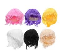 HOMSFOU Set 6 Parrucche Bob Corte Sintetiche Leggere e Facili da Curare per Ragazze Donna, Adatte per Halloween, Addobbi Natalizi e Feste di Addio al Nubilato