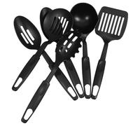 HOMSFOU Set Cucina 6 Pezzi in Nylon Nero Resistente al Calore Cucchiai e Spatola per Cucinare Facile da Pulire per Uso Domestico in Cucina