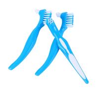 HOMSFOU Set da 6 Spazzolini per Denti Finti a Doppia Faccia, Pulitore Protesi Dentarie Setole Morbide, Impugnatura Antiscivolo, la Pulizia Orale Quotidiana degli Adulti