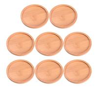 HOMSFOU Set da 8 Sottovasi Rotondi in bambù per Piante da Interno ed Esterno, Vaschette per L'acqua in Vaso con Funzione Anti-Perdita, Portavaso Durevole e Rustico per Piante Grasse