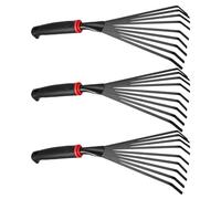 HOMSFOU Set di 3 Rastrelli da Giardino Manuali in Ferro con Testa Metallica a 9 Denti, Leggeri per Spargere Pacciame e Lavorare Terreno in Progetti di Giardinaggio All'aperto