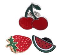 HOMSFOU Set di 3 Spille Smaltate in Lega a Forma di Anguria, Fragola e Ciliegia, Accessori Moda Portatili per Zaini e Abbigliamento da Donna Ogni Giorno