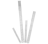 HOMSFOU Set di 4 righelli in acciaio inox a doppia faccia con scala metrica imperiale resistente, strumento di misurazione in metallo per studenti, architetti e disegno tecnico