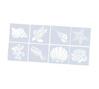 HOMSFOU Set di 8 Stencil per Pittura Modello Cavo di Animali Marini, Riutilizzabili in Plastica Leggera, per Progetti Scolastici e Disegno Creativo