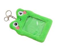 HOMSFOU Set di carte rana cartone animato forma Carino Copertina protettore manica chiave buste per carte bustine carte Copertura ID con supporto per carta custodia per carte Peluche Verde