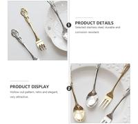 HOMSFOU Set Posate Vintage Inglese in Acciaio Inox 2 Pezzi, Cucchiaio da Dessert e Forchetta Design Scavato Dorato, Stoviglie da Cucina per Ristorazione e Intrattenimento