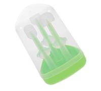 HOMSFOU Set Spazzolino da Denti in Silicone Morbido Puliscilingua, Spazzolino Gengive e Supporto, per Igiene Orale Ragazzo Ragazza e Primi Dentini, Verde Ergonomico per Uso Quotidiano