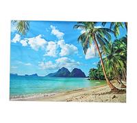 HOMSFOU Sfondo Fotografico Estivo Albero Sulla Spiaggia e Sabbia Di Mare Sfondo in Resistente Per Decorazione Home Party