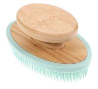 HOMSFOU Spazzola Esfoliante la Doccia in Silicone Setole Lunghe e Manico in Legno, Morbida e Delicata, Sicura per Acqua Calda, per Massaggio e Pulizia Corpo