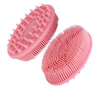 HOMSFOU Spazzola per Massaggio in Silicone 2 Pezzi, Spazzole da Bagno Portatili Rosa per Bagnetto Ragazzo Ragazza, Massaggi Corpo e Uso in Viaggio a Casa