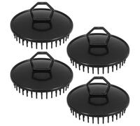 HOMSFOU Spazzola per Shampoo e Massaggio Cuoio Capelluto 4 Pezzi Nera, Scrubber Doccia Esfoliante per Chioma, Piccola Spazzola Manuale per Pulizia Profonda e Alleviare Prurito Sotto