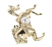 HOMSFOU Spilla a Forma di Cavallo in Lega Oro con Strass e Perle, Resistente allo Sbiadimento, Elegante Accessorio da Bavero per Eventi Formali e Collezioni di Gioielli Quotidiani
