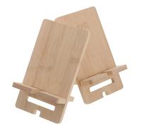 HOMSFOU Supporto per Cellulare in Bambù da Tavolo Staccabile 2 Pezzi con Slot Ricarica, Porta Telefono Ergonomico per Smartphone e Tablet, Organizer Minimalista per Casa, Ufficio e Viaggi