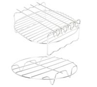 HOMSFOU Supporto per Griglia in Acciaio Inox 2 Pezzi, Ripiano Doppio per Cottura a Vapore, Accessorio per Friggitrice ad Aria, Resistente alle Alte Temperature, Uso Domestico Cucina