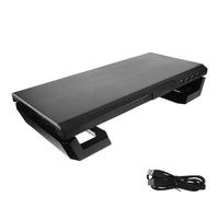 HOMSFOU Supporto per Monitor e Laptop in Plastica Nero, Alzata Multifunzionale per Scrivania con Riduzione Fatica Cervicale e Porta USB