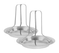 HOMSFOU Supporto per Pollo in Metallo Inossidabile 2 Pezzi Porta Birra Verticale per Barbecue Esterno, Cottura Uniforme e Resistente per Grigliate All'aperto