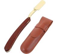 HOMSFOU Supporto Porta Rasoio da Barba Professionale in Pelle Marrone, Porta Lame Manuale per Uso Domestico e Salone, con Struttura Resistente e Impugnatura Ergonomica per Rasoi da Uomo