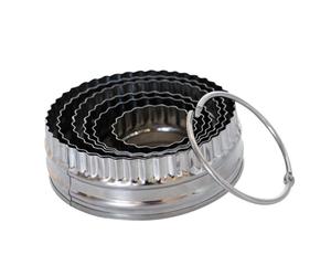 HOMSFOU Tagliabiscotti Rotondi in Acciaio Inox Set 6 Bordi Dentellati e Lisci, Mini Stampi per Biscotti, Utensili da Forno per Biscotti e Crackers, per Uso Domestico e Professionale