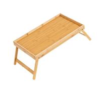 HOMSFOU Tavolo Pieghevole in Bambù Beige, Mini Scrivania Multifunzionale Stabile e Comoda, per Uso Interno come Supporto Portatile per Computer