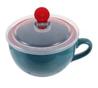 HOMSFOU Tazza di Ceramica da Caffè e Tè Grande Capacità con Coperchio e Cucchiaino Tazza D'acqua per Casa e Ufficio in Ceramica Resistente e Facile da Pulire Colore Blu Lago