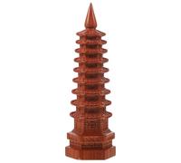 HOMSFOU Torre Cinese in Legno Marrone per Decorazione da Tavolo e Giardino, Stile retrò Classico Elegante, Ornamento Feng Shui per Bonsai e Ambienti Esterni