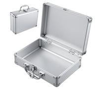 HOMSFOU Valigetta in lega di alluminio, compatta e resistente, per strumenti da trucco, con chiave, contenitore rigido resistente per il trasporto sicuro di oggetti di valore, leggera e portatile