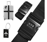 Homshsjhkis 2 Pcs Cinghia per Valigia, Etichette Valigie Aereo, Cinghie Bagagli Regolabile con Chiusura, Cintura Valigia Personalizzata Identificare Valigie, Sgancio Rapido, Indispensabili Viaggiare