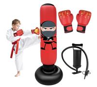 Homshsjhkis Sacco da Boxe da Terra, Stabile Pungiball Bambini con Guantoni e Pompa, Sacco Boxe Gonfiabile per Bambini, Più Grandi e Stabili, Regalo Perfetto per Praticare Karate, Taekwondo, MMA