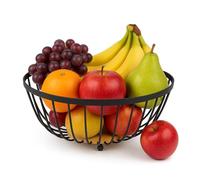 HOMSMYTH Cesto di frutta in filo metallico, moderno braciere per frutta in acciaio nero, per bancone della cucina e tavolo da pranzo, design aperto per una maturazione uniforme, contenitore decorativo