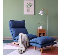 HomSof Lazy Sofa - Sedia da balcone, per il tempo libero, camera da letto, pieghevole, reclinabile, per il tempo libero, singolo, sedia funzionale con ottomana, blu scuro