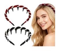 Homsoil Fasce per capelli vintage con perle da donna (nero e bordeaux, 2 pezzi)