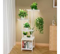 Homsorout Porta Piante da Interno con Lampada - 5 Livelli Portavasi da Interni, 112cm Portavaso da Esterno, Supporto per Piante da Balcone Piedistallo Piante per Scaffale Patio Giardino (Bianco)