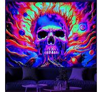 HOMSPE Blacklight Skull Tapestry Colorful Flames Tapestry Halloween Tree Branch Tapestry Tapestry Glow in the Dark Eyes Tapestry Arazzo estetico da parete per la decorazione della camera da letto (130