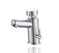 HOMSSY Rubinetto Temporizzato per Lavabo. 2 Acque (Acqua Calda e Fredda). Design Cromato. Controllo Efficiente dell’Acqua