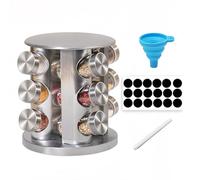HOMTERN Portaspezie girevole, barattoli per spezie, 12 barattoli quadrati a giostra, organizer per condimenti da cucina, armadio da cucina, organizer per spezie, organizer per armadietti.