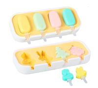 HOMTERN Stampi in silicone per ghiaccioli con bastoncini, set di 4 cavità riutilizzabili, coperchi a prova di perdite, vassoi impilabili per congelatore per Natale e bambini, include 12 bastoncini in