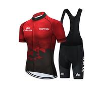 HOMTOL Abbigliamento Ciclismo da Uomo Maniche Corte Completo Bici Completo Ciclismo Estivo con Pantaloncini Imbottiti in 3D Gel Traspirante e ad Asciugatura Rapida