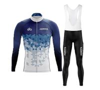 HOMTOL Maglia Ciclismo Set Uomo Manica Lunga Abbigliamento Ciclismo Maglia Triathlon Tuta Uomo Maglie Bicicletta Traspirante Elastico Asciugatura Rapida Maglia Ciclismo MTB