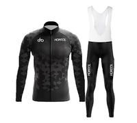 HOMTOL Maglia Ciclismo Set Uomo Manica Lunga Abbigliamento Ciclismo Maglia Triathlon Tuta Uomo Maglie Bicicletta Traspirante Elastico Asciugatura Rapida Maglia Ciclismo MTB