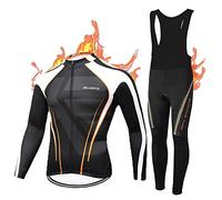 HOMTOL Maglia da ciclismo da uomo a maniche lunghe in pile termico Abbigliamento ciclismo invernale Pantaloni da ciclismo con fondello + gel 9D Tute da ciclismo per il ciclismo MTB outdoor