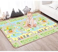 HOMTOL Tappeto Neonato Gattonamento, Tappeto Gioco Bambini Doppio Lato con Animali della Foresta, XPE Tappeti Gioco Neonati, Antiscivolo Impermeabile e non Tossico (180x150x0,5cm, Zoo + Foresta)