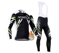HOMTOL Tute da ciclismo da uomo con fodera in termofleece Set di maglie da ciclismo invernali a manica lunga Maglia da ciclismo a manica lunga Pantaloncini da ciclismo con cuscinetti per la sella