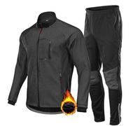 HOMTOL Uomo Giacca da ciclismo Set invernale termico impermeabile antivento Giacca da ciclismo Giacca da ciclismo Thermo Fleece Giacca da ciclismo traspirante + Pantaloncini da ciclismo