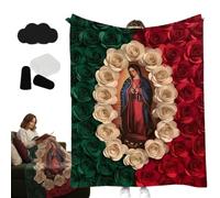 Homtrator Morbida Coperta in Flanella Della Vergine di Guadalupe, Coperta Floreale Rosa Della Vergine Maria, Accogliente Coperta da Preghiera, Confortevole Avvolto Nella Fede Cattolica Cristiana
